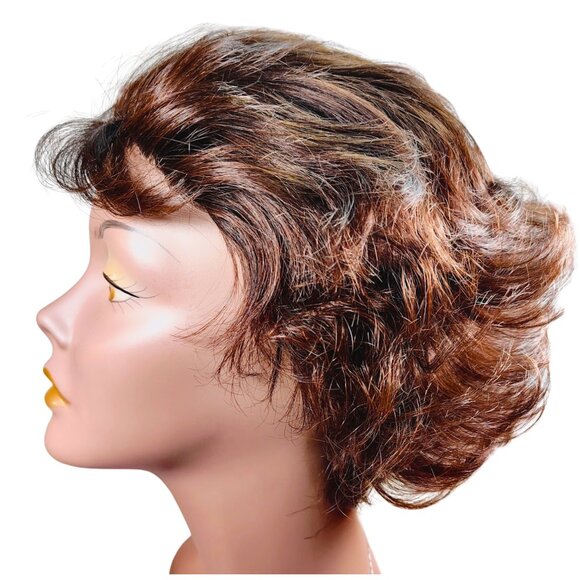 MilkyWay Human Hair Wig – Short Flipped Bob Auburn - Picture 2 of 7